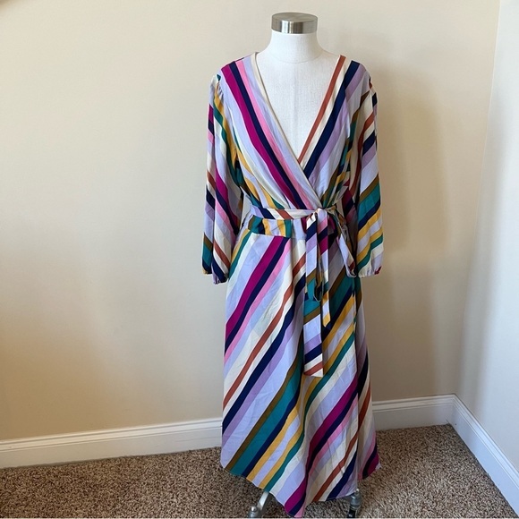 Great Jones colorful stripe wrap midi dress plus size XXL 13539 - Picture 8 of 16